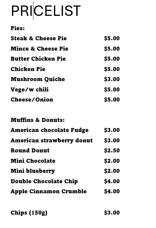 Price List